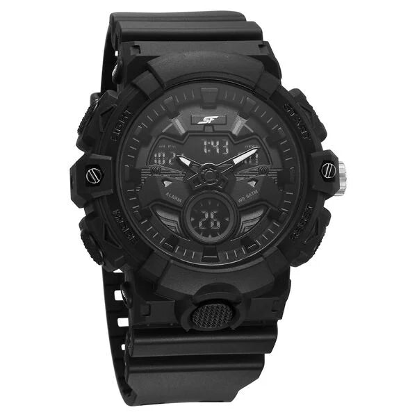 SF Analog Digital Black Dial PU Strap Watch For Men 77138pp01w