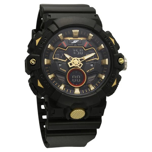 SF Analog Digital Black Dial PU Strap Watch For Men 77138pp02w