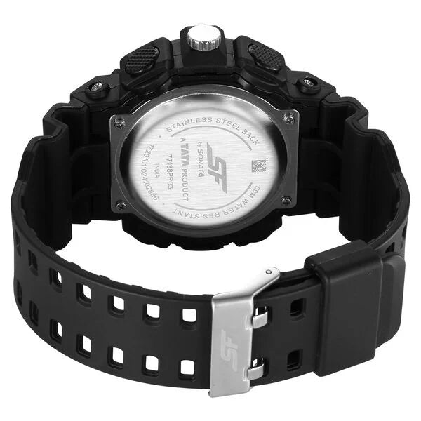 SF Analog Digital Black Dial PU Strap Watch For Men 77138pp03w - KRISHNA WATCH COMPANY