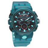 SF Analog Digital blue translucent strap and black dial with blue highlights Watch For Men 77138pp04w