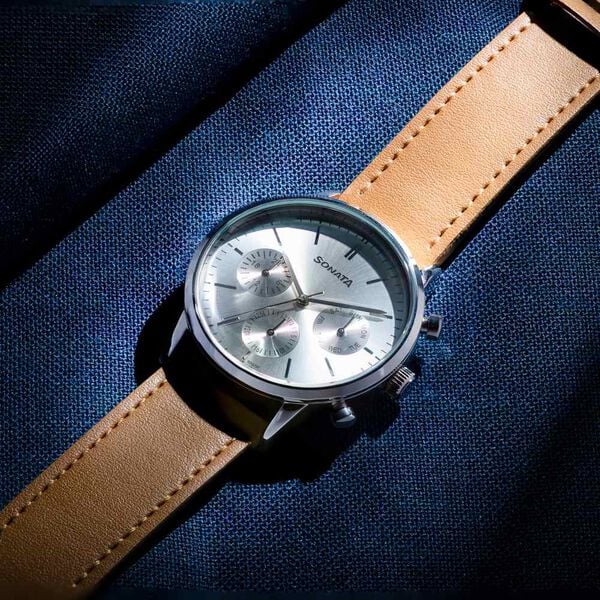 Sonata Quartz Multifunction Watch For Men 77139sl01 - KRISHNA WATCH COMPANY