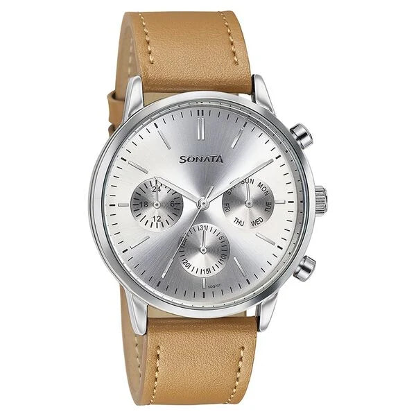 Sonata Quartz Multifunction Watch For Men 77139sl01 - KRISHNA WATCH COMPANY