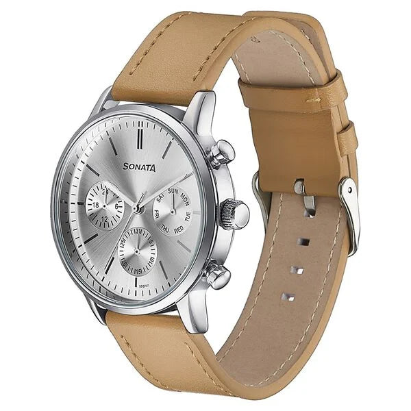Sonata Quartz Multifunction Watch For Men 77139sl01 - KRISHNA WATCH COMPANY