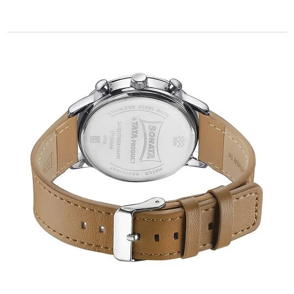 Sonata Quartz Multifunction Watch For Men 77139sl01 - KRISHNA WATCH COMPANY