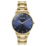 Sonata Quartz Analog Blue Dial Golden Stainless Steel Strap Watch For Men - 77144YM01