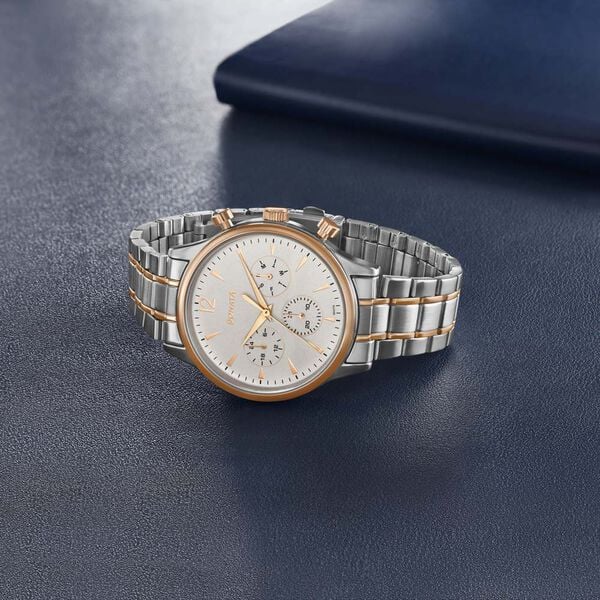 Sonata Quartz Multifunction Pink Dial Two Toned Stainless Steel Strap Watch For Men 77146km01 - KRISHNA WATCH COMPANY