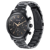 Sonata Quartz Multifunction Black Dial Black Stainless Steel Strap Watch For Men 77146nm01