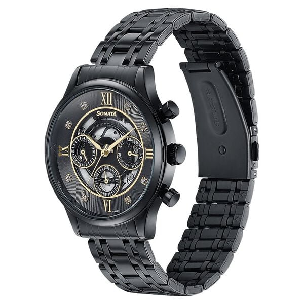 Sonata Quartz Multifunction Watch For Men - 77146NM02 - KRISHNA WATCH COMPANY