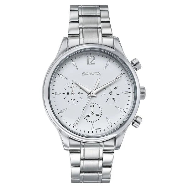 Sonata Wedding Edit Quartz Multifunction Watch For Men - 77146SM01