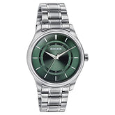 Sonata Quartz Analog Green Dial Silver Stainless Steel Strap Watch For Men 77149SM02