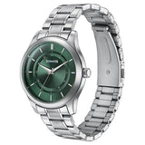 Sonata Quartz Analog Green Dial Silver Stainless Steel Strap Watch For Men 77149SM02