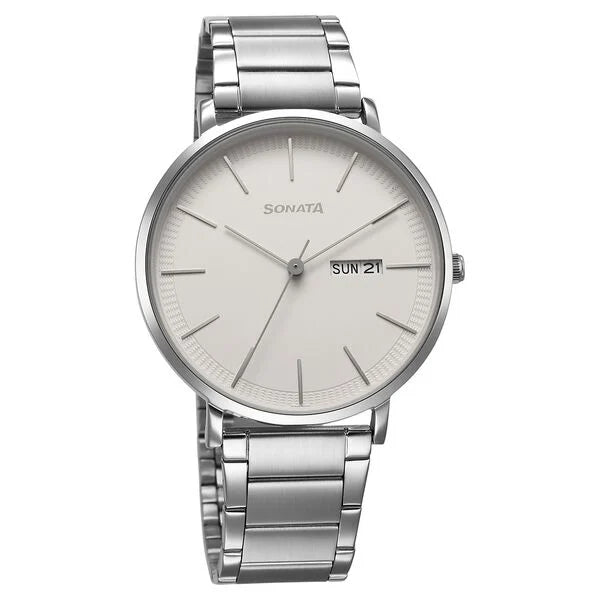 Sonata Ascent Quartz Analog with Day and Date Watch For Men 77150sm01 - KRISHNA WATCH COMPANY