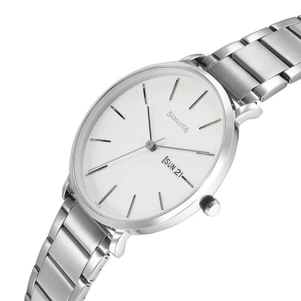 Sonata Ascent Quartz Analog with Day and Date Watch For Men 77150sm01 - KRISHNA WATCH COMPANY