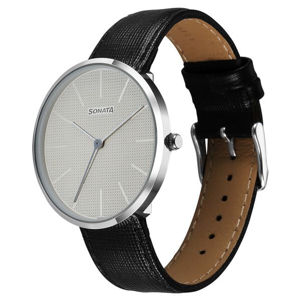 Sonata Ascent Quartz Analog White Dial Leather Strap Watch For Men 77152sl01 - KRISHNA WATCH COMPANY