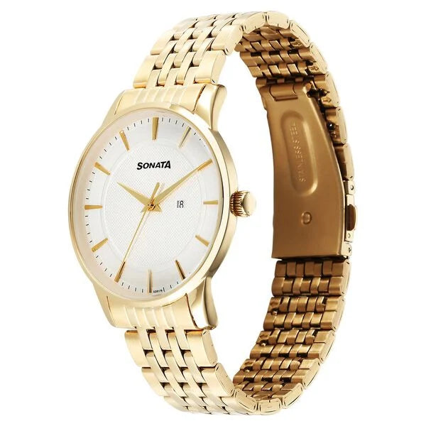 Sonata Wedding Quartz Analog Watch For Men - 77153YM01 - KRISHNA WATCH COMPANY