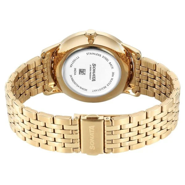 Sonata Wedding Quartz Analog Watch For Men - 77153YM01 - KRISHNA WATCH COMPANY