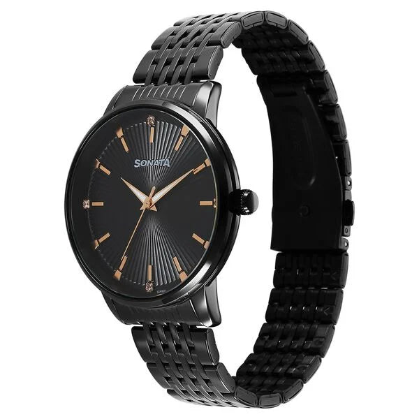 SONATA Eternia Quartz Analog Watch For Men - 77156NM01 - KRISHNA WATCH COMPANY