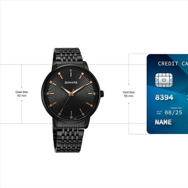 SONATA Eternia Quartz Analog Watch For Men - 77156NM01 - KRISHNA WATCH COMPANY