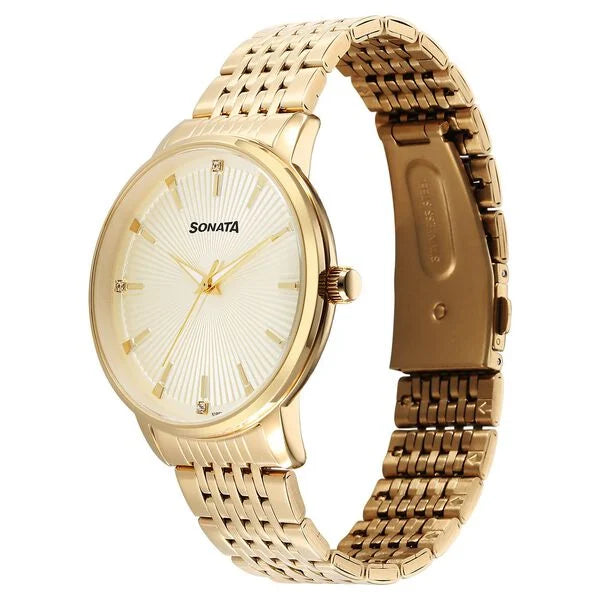Sonata Eternia Quartz Analog Watch For Men - 77156YM01 - KRISHNA WATCH COMPANY