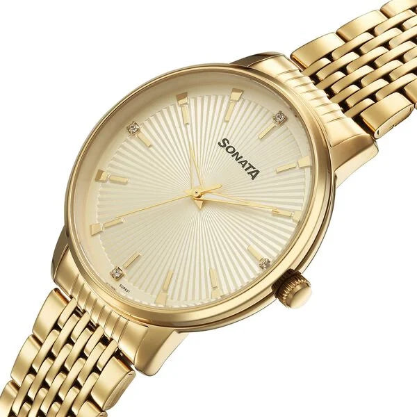 Sonata Eternia Quartz Analog Watch For Men - 77156YM01 - KRISHNA WATCH COMPANY