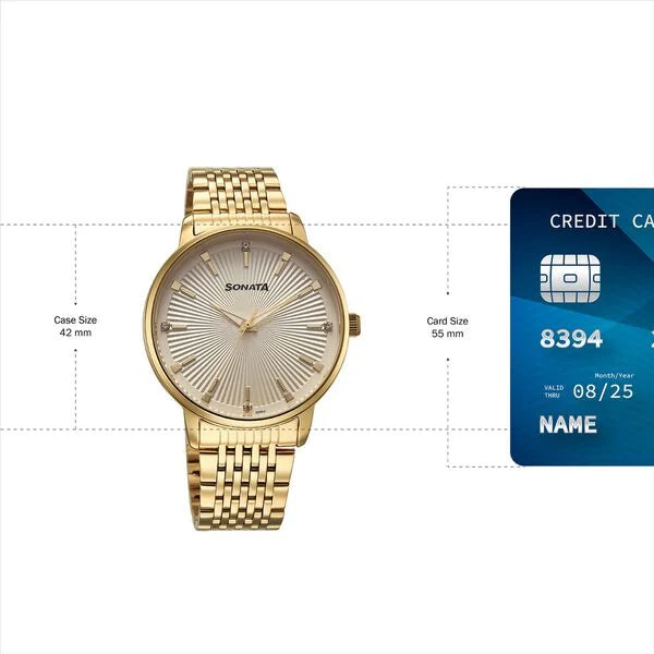 Sonata Eternia Quartz Analog Watch For Men - 77156YM01 - KRISHNA WATCH COMPANY