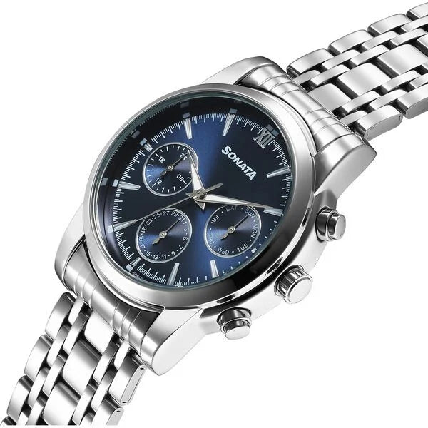 Sonata Wedding Multifunction Watch For Men - 77158SM01 - KRISHNA WATCH COMPANY
