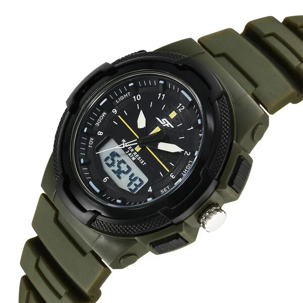 SF Maverick Quartz Digital Ana Digi Black Dial PU Strap Watch For Men 77160pp04 - KRISHNA WATCH COMPANY