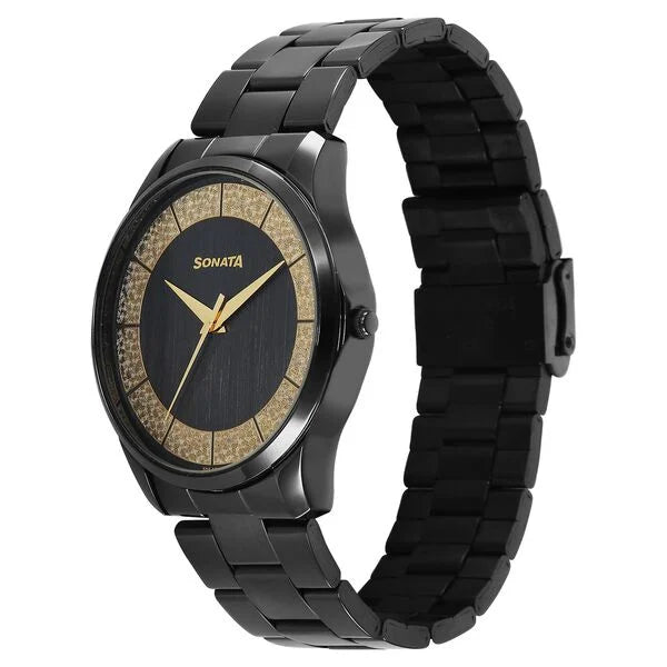 Sonata Traditional Essentials Multicoloured Dial Strap Watch For Men - 77163NM01W - KRISHNA WATCH COMPANY
