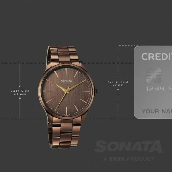 Sonata Traditional Essentials Brown Dial Watch For Men - 77163QM01W - KRISHNA WATCH COMPANY