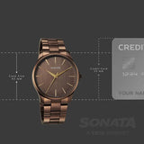 Sonata Traditional Essentials Brown Dial Watch For Men - 77163QM01W