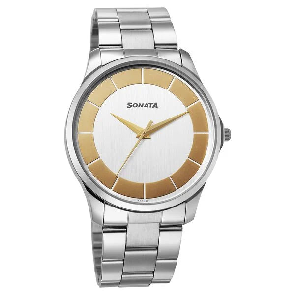 Sonata Traditional Essentials Multicoloured Dial Watch For Men - 77163SM01W - KRISHNA WATCH COMPANY