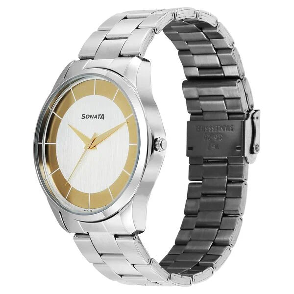 Sonata Traditional Essentials Multicoloured Dial Watch For Men - 77163SM01W - KRISHNA WATCH COMPANY