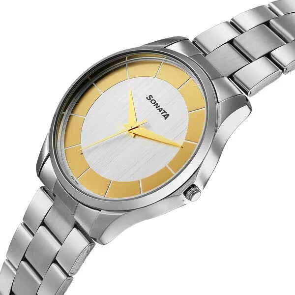 Sonata Traditional Essentials Multicoloured Dial Watch For Men - 77163SM01W - KRISHNA WATCH COMPANY