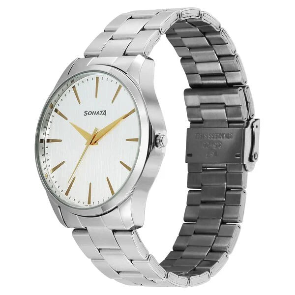 Sonata Traditional Essentials Silver Dial Watch For Men 77163sm02w - KRISHNA WATCH COMPANY