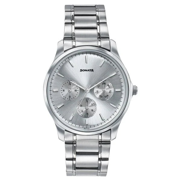 Sonata Men's Work Wear silver Watch - 77163SM03