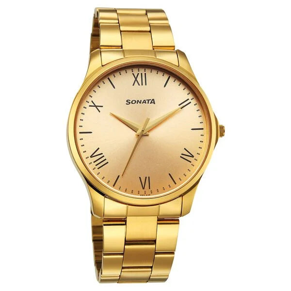 Sonata Traditional Essentials Quartz Analog Watch For Men - 77163YM04W - KRISHNA WATCH COMPANY