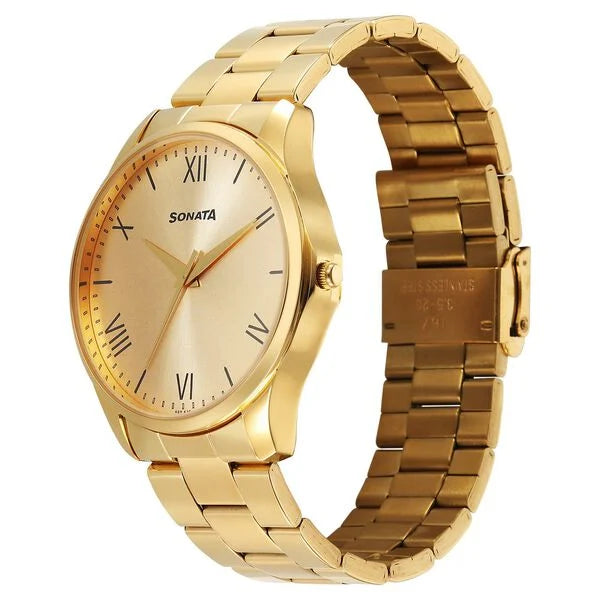 Sonata Traditional Essentials Quartz Analog Watch For Men - 77163YM04W - KRISHNA WATCH COMPANY