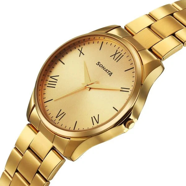 Sonata Traditional Essentials Quartz Analog Watch For Men - 77163YM04W - KRISHNA WATCH COMPANY