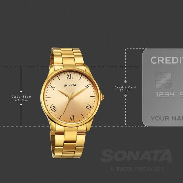 Sonata Traditional Essentials Quartz Analog Watch For Men - 77163YM04W - KRISHNA WATCH COMPANY