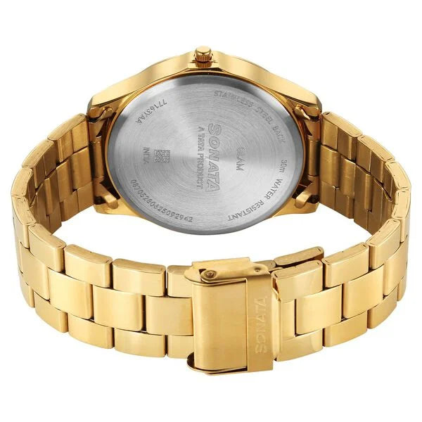 Sonata Traditional Essentials Quartz Analog Watch For Men - 77163YM04W - KRISHNA WATCH COMPANY