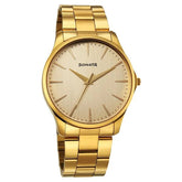 Sonata Traditional Essentials Champagne Dial Golden Watch For Men 77163ym05w