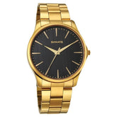 Sonata Traditional Essentials Black Dial Golden Watch For Men 77163ym06w