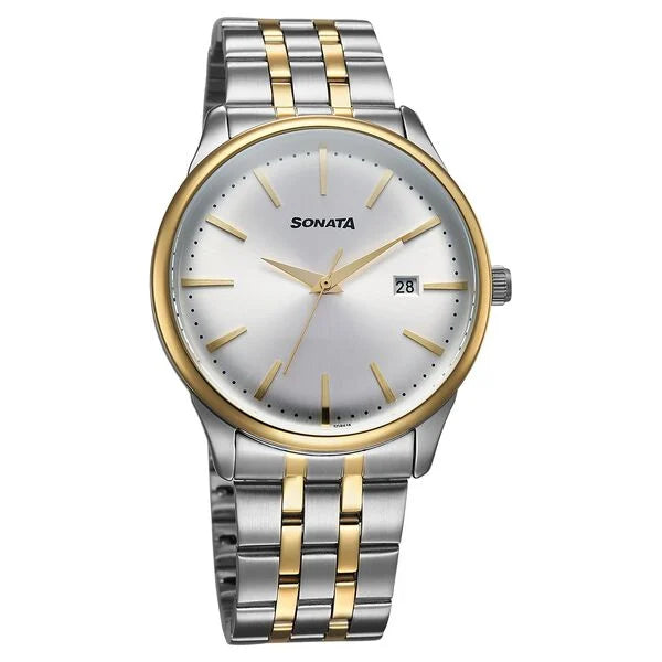 Sonata Eternia Quartz Analog with Date Watch For Men - 77166BM01 - KRISHNA WATCH COMPANY