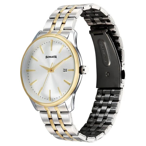 Sonata Eternia Quartz Analog with Date Watch For Men - 77166BM01 - KRISHNA WATCH COMPANY