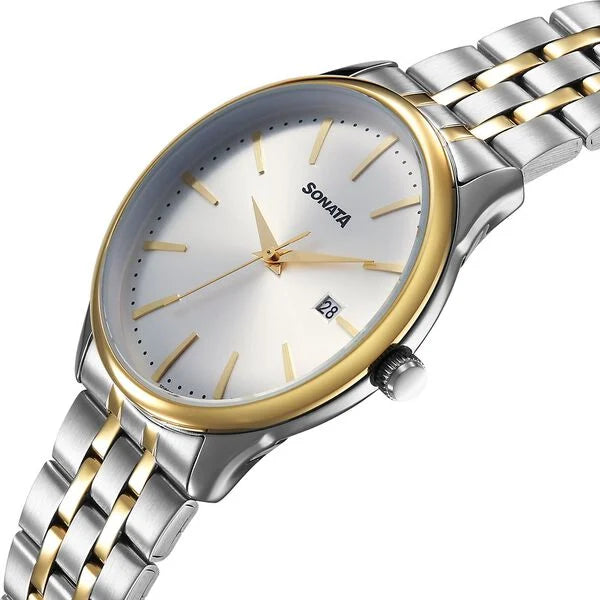 Sonata Eternia Quartz Analog with Date Watch For Men - 77166BM01 - KRISHNA WATCH COMPANY