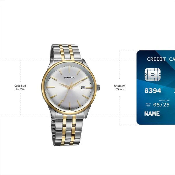 Sonata Eternia Quartz Analog with Date Watch For Men - 77166BM01 - KRISHNA WATCH COMPANY