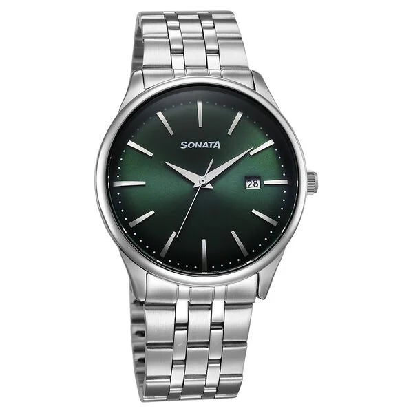 Sonata Eternia Quartz Analog with Date Watch For Men - 77166SM02 - KRISHNA WATCH COMPANY