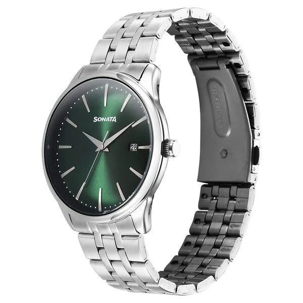Sonata Eternia Quartz Analog with Date Watch For Men - 77166SM02 - KRISHNA WATCH COMPANY