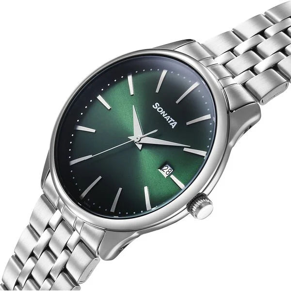 Sonata Eternia Quartz Analog with Date Watch For Men - 77166SM02 - KRISHNA WATCH COMPANY