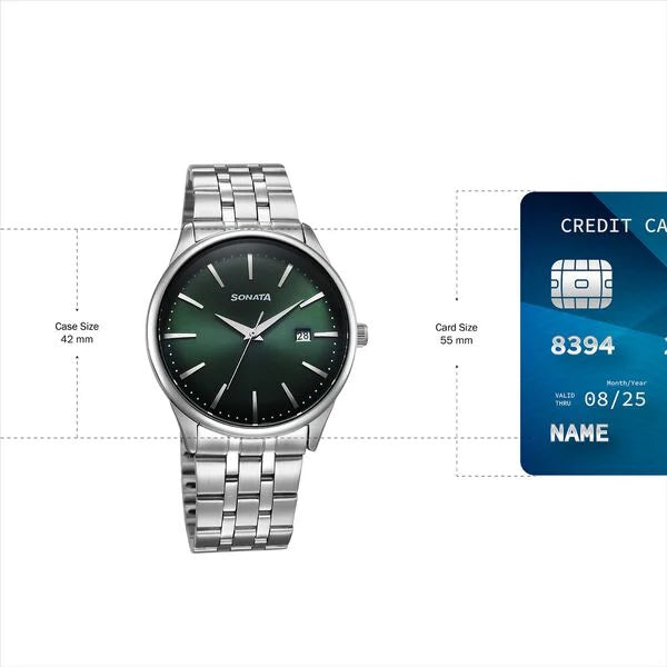 Sonata Eternia Quartz Analog with Date Watch For Men - 77166SM02 - KRISHNA WATCH COMPANY